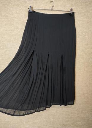 Плиссированная черная юбка спідниця миди плиссе жатка2 фото