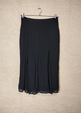 Плиссированная черная юбка спідниця миди плиссе жатка1 фото