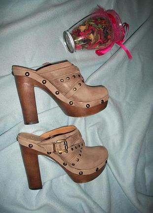 Сабо 100% шкіра широкий прямий каблук 37р, 37.5 рр