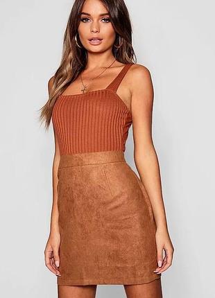 Замшева спідниця пудра