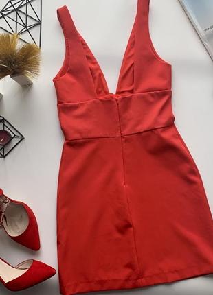 Красное платье/облегающее красное платье с декольте/платье в обтяжку шнуровка👗 👑2 фото