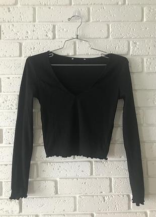Чёрная кроп кофта укорочённая new look