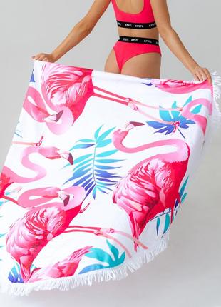 Пляжный коврик "фламинго", диаметр 150 см.