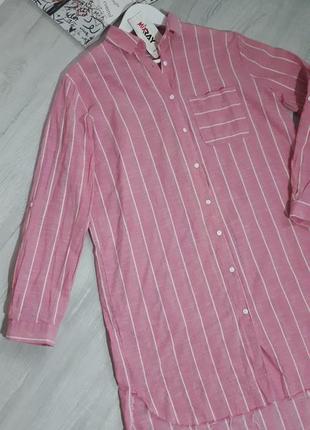 Сукня-сорочка в смужку/сорочка рожева/принт смужка/подовжена сорочка9 фото