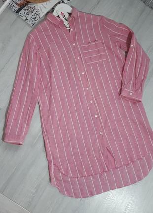 Сукня-сорочка в смужку/сорочка рожева/принт смужка/подовжена сорочка7 фото