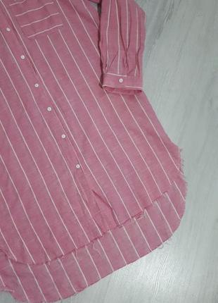 Сукня-сорочка в смужку/сорочка рожева/принт смужка/подовжена сорочка8 фото