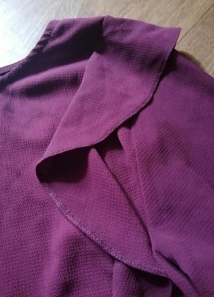 Блуза женская бордовая длинный рукав с рюшами3 фото