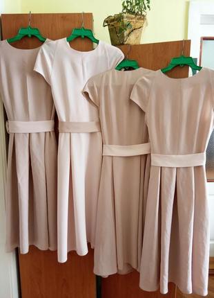 Три платья подружкам невесты на запах миди короткий рукав розовое пудровое вечернее нарядное платье8 фото
