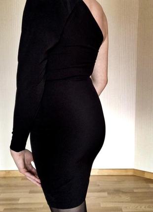 Чёрное платье на одно плечо zara4 фото