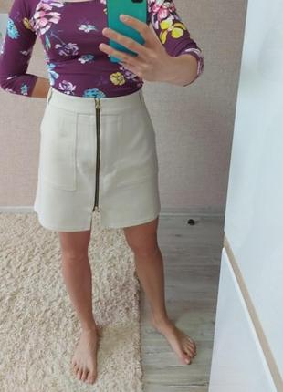 Юбка плотный коттон с молнией спереди