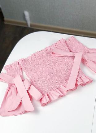 Vip ✅ топ резинка с рукавчиками воланами и завязками размер универсал s-l разные цвета