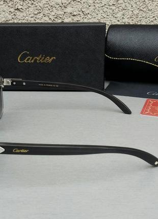 Мужские в стиле cartier солнцезащитные очки черные3 фото