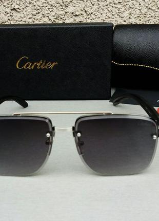 Мужские в стиле cartier солнцезащитные очки черные2 фото