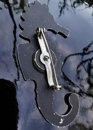 Большая винтажная брошь германия морской конёк металл крупная брошка5 фото