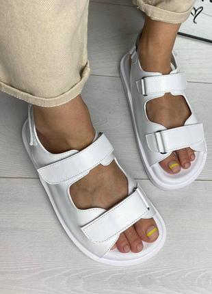 Босоніжки шкіряні 🤍🤍🤍 босоножки кожаные сандалі сандали на липучках2 фото