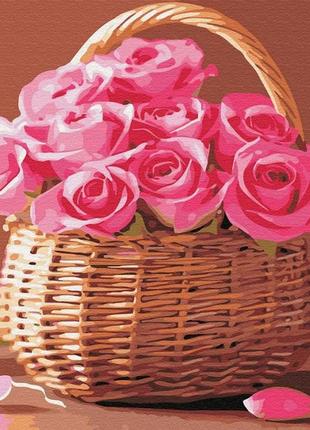 Картина за номерами кошик рожевих троянд 6