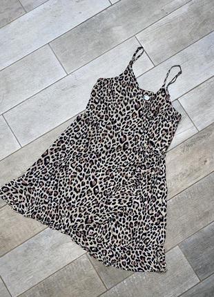 Леопардовое мини платье на запах,сарафан(09)