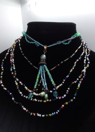 Три бисерных колье лот