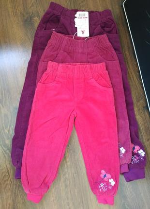 Вельветові штани теплі на флісі зимові пояс на резинці вишивка нові