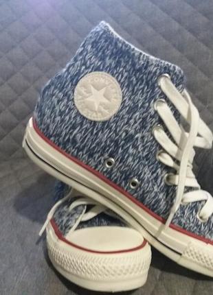 all star синие вязаные кеды конверс