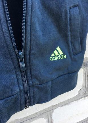 Трикотажная кофта толстовка adidas с зелёными полосками и капюшоном4 фото