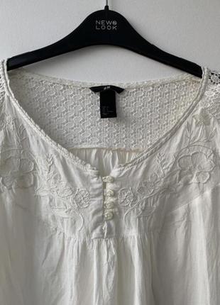 Блузка вишиванка вышиванка бохо стиль hm белая ретро винтаж5 фото