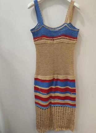 Сарафан, платье в стиле missoni, вязаный сарафан крючком crochet, платье на лето4 фото