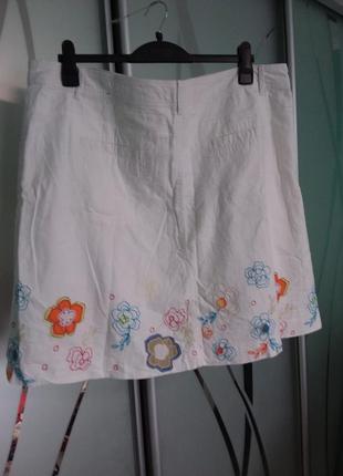 Нарядная хлопковая юбка с вышивкой и декором большого 20-22 размера италия2 фото