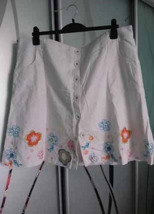 Нарядная хлопковая юбка с вышивкой и декором большого 20-22 размера италия