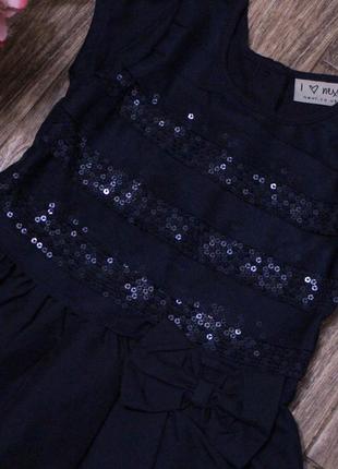 Темно-синее нарядное платье с паетками2 фото
