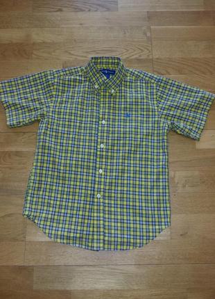 Стильная яркая рубашка с коротким рукавом шведка ralph lauren на 7-8 лет