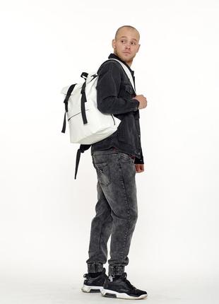 Брендовый белый мужской рюкзак для универа с отделением для ноутбука2 фото
