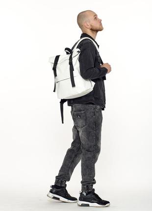 Брендовый белый мужской рюкзак для универа с отделением для ноутбука7 фото