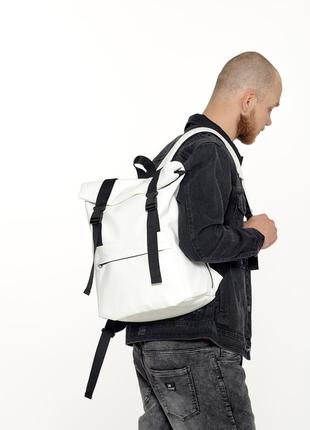 Брендовый белый мужской рюкзак для универа с отделением для ноутбука9 фото