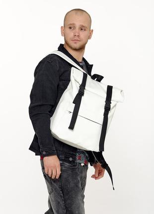 Брендовый белый мужской рюкзак для универа с отделением для ноутбука4 фото