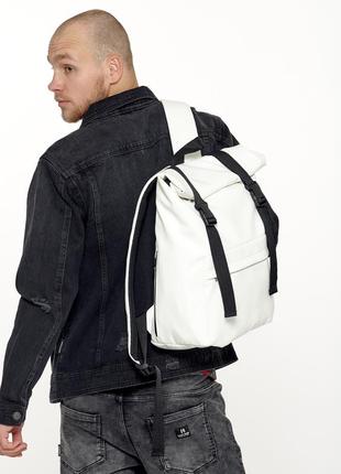 Брендовый белый мужской рюкзак для универа с отделением для ноутбука5 фото