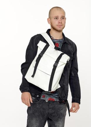 Брендовый белый мужской рюкзак для универа с отделением для ноутбука6 фото