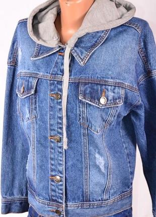 Джинсовая куртка бомбер с капюшоном  zijinyan jeans