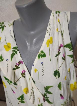 Блуза на запах вискоза, принт цветы next uk 14,евро 42, наш 48/502 фото
