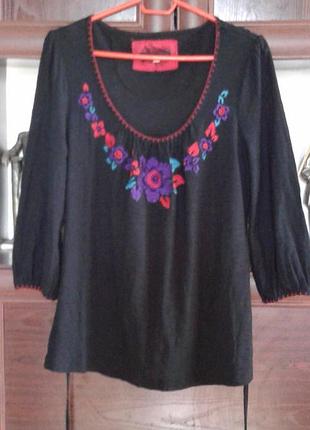 Хлопковая черная трикотажная вышиванка debenhams батал