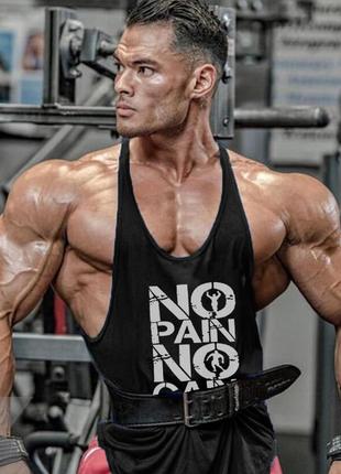 Майка чоловіча для бодібілдингу "no pain no gain"