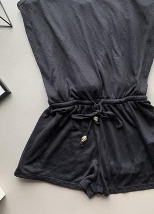 👗симпатичный чёрный полупрозрачный комбинезон с шортами/чёрный лёгкий комбез с резинкой👗4 фото