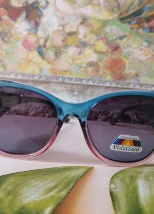 Эксклюзивные брендовые двухцветные солнцезащитные женские очки с поляризацией2 фото