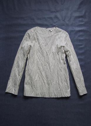 Стильна пом'ята блуза, сорочка з жатого котону відтінок айворі cos annette gortz rundholz oska6 фото