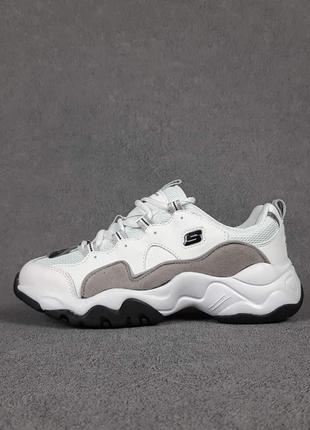 Жіночі кросівки skechers d lites білі з сірими знижка sale / smb жіночі кросівки