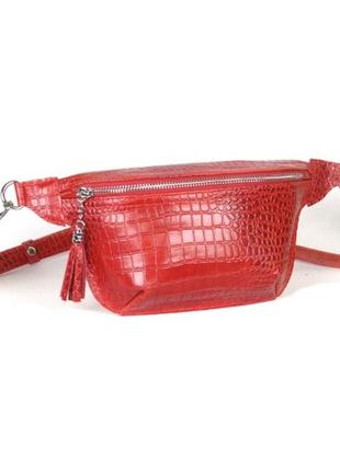 Поясная сумка женская кайман красная1 фото