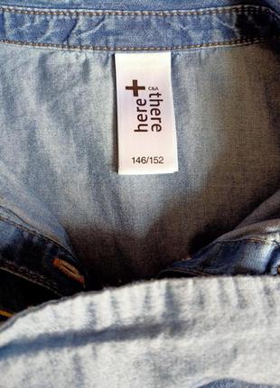 Тонкая рубажка джинсовая на лето, сорочка з нашивками4 фото