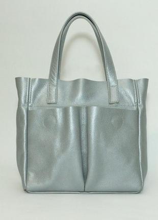 Сумка шкіряна жіноча s020107-silver срібло