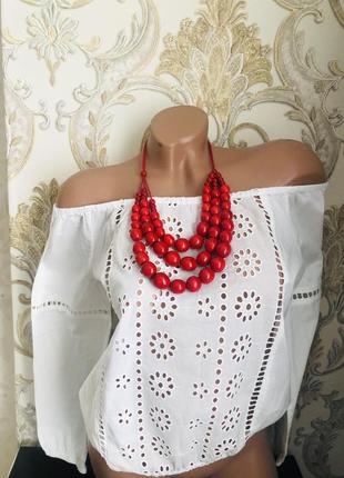 Шикарная блуза ришелье блузка белая прошва выбитая вышитая модная стильная5 фото