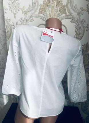 Шикарна біла блуза блузка прошва модна вибита вишита шиття прошва2 фото